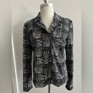 Grace Elements black and White zip front jacket women’s size 8